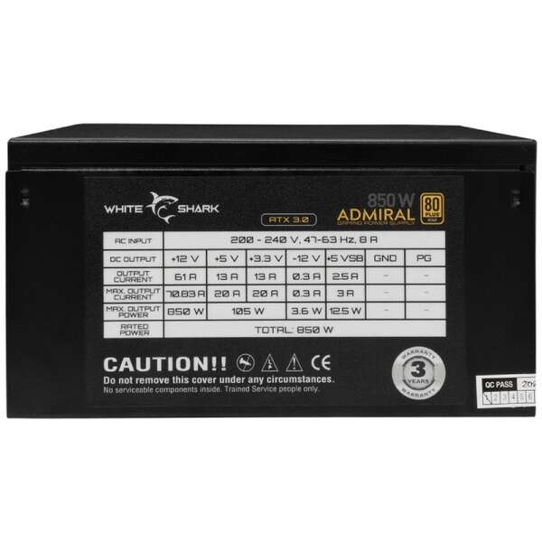 WHITE SHARK GPSU-850W ADMIRAL 850W 80+ GOLD Full Modular