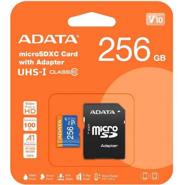 ADATA MICRO SD 256GB + SD ADAPTER (AUSDX256GUICL10A1-RA1)
