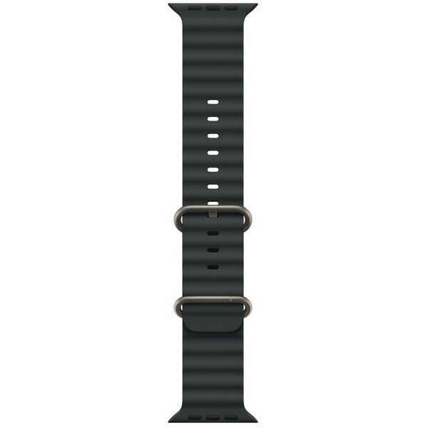 APPLE Watch 49mm Band Black Ocean Band - Natural Titanium Finish mxtl3zm/a