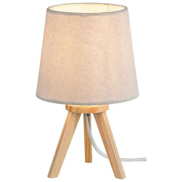 RABALUX Lychee, stona lampa E14, drveno postolje, bež abažur