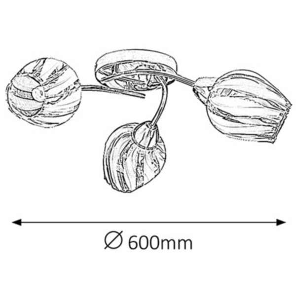 RABALUX Danila plafonska lampa E27 3x60W, hrom