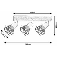 RABALUX Zeus, unutrašnja metal drvenim spot lamp, E14 3x MAX 40W