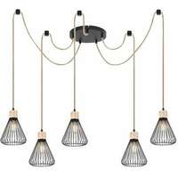 RABALUX Farfalle, unutrašnja visilica, crna metal / drvo 3