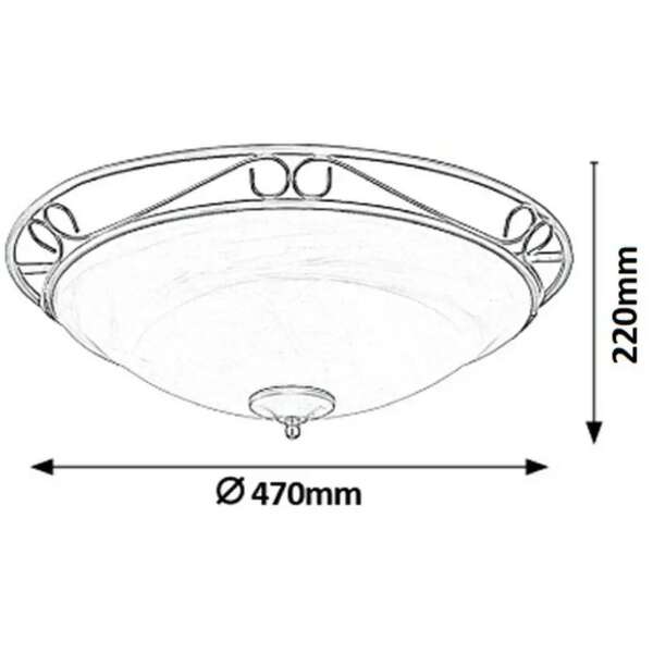 RABALUX Athen plafonjeraD47 E27 3x60W mat crno