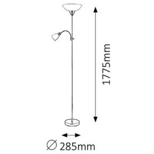 RABALUX Diana podna lampa sa citacem E27+E14 brušeni hrom/bela