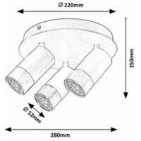 RABALUX Zircon, unutrašnja metal plafonjera spot, 3xGU10