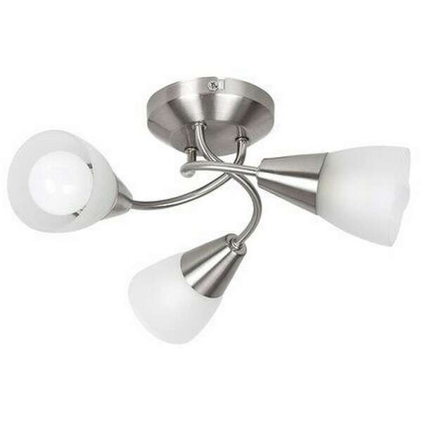 RABALUX Connor plafonska lampa, saten hrom/ opal staklo, E14