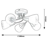 RABALUX Connor plafonska lampa, saten hrom/ opal staklo, E14 2