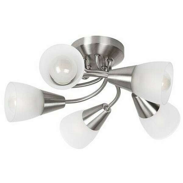 RABALUX Connor plafonska lampa, saten hrom/ opal staklo, E14 2