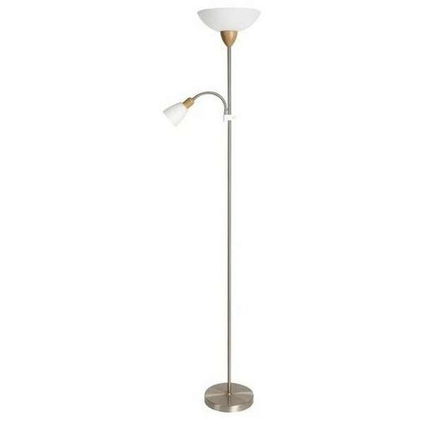 RABALUX Diana podna lampa sa citacem E27+E14 brušeni hrom/drvo/bela