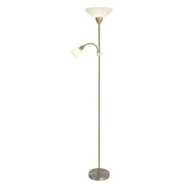 RABALUX Diana podna lampa sa citacem E27+E14 brušeni hrom/drvo/bela