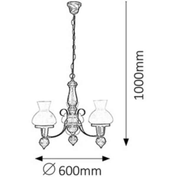 RABALUX Petronel  luster E27, 3x60W crno