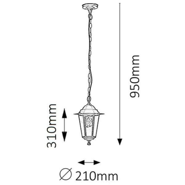 RABALUX Velence spoljna visilica E27 60W belo IP43
