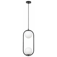 RABALUX Ghita, visilica 2xE27, metal crna/belo staklo, tekstilni kabal