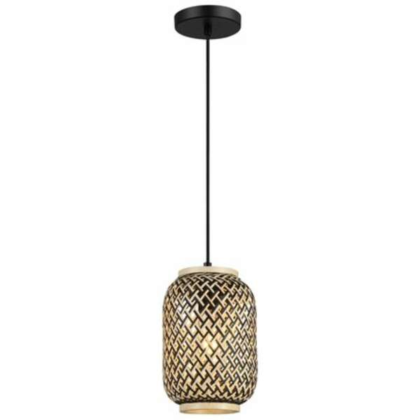 RABALUX Adalla, mat crna metalnavisilica sa ratanskim abažurom, E27 1x40W, IP20