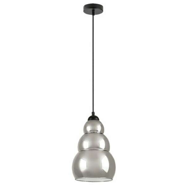 RABALUX Salvatore, visilica metal crna/dimljeno staklo 1xE27, visina 190cm, tekstilni kabal