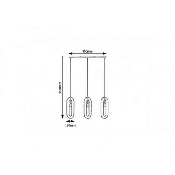 RABALUX Rovier, visilica metal crna/bakar 3xE27, v150cm