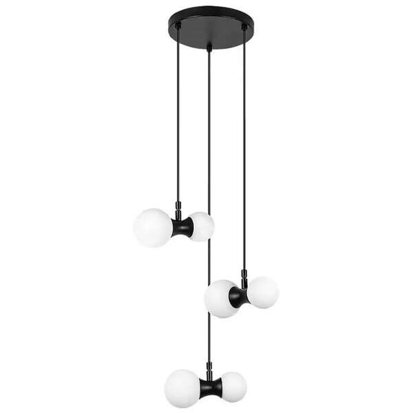 RABALUX Lition, visilica crna/staklena kugla bela, 6xG9