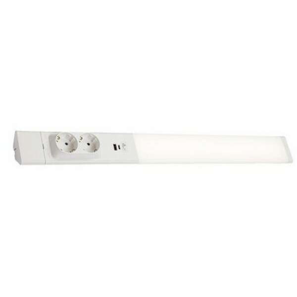 RABALUX Bilal, nocno svetlo LED 18W, 1750lm, 4000K, 60cm, beli aluminium, sadrži dve uticnice i USB port, IP20