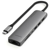SATECHI 7-in-1 USB-C Slim Multiport Adapter with Ethernet Silver ST-P7SS HUB