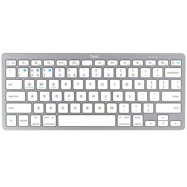 TRUST Basics bezicna tastatura US sivo bela