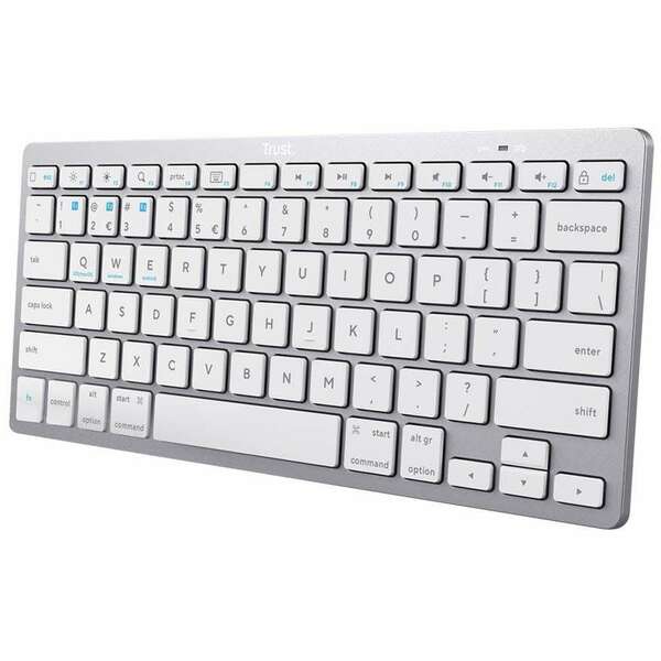 TRUST Basics bezicna tastatura US sivo bela