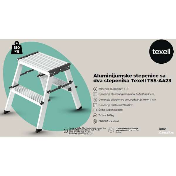 TEXELL Aluminijumske sa dva stepenika TSS-A423