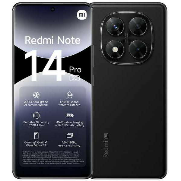 XIAOMI Redmi Note 14 Pro 5G 8GB/256GB Midnight Black MZB0I8MEU
