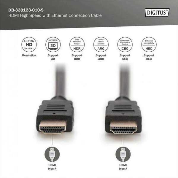 DIGITUS Kabl HDMI na HDMI 4K 5m crni