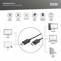 DIGITUS Kabl Display port na Display port 1.2 4K 2m crni