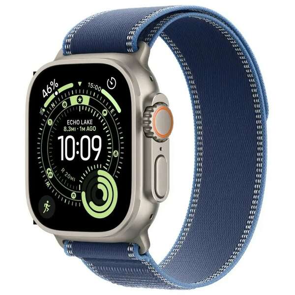 APPLE Watch Ultra 3 Cellular 49mm Natural Titanium Case with Blue/Bright Blue Trail Loop - M/L mewu4se/a