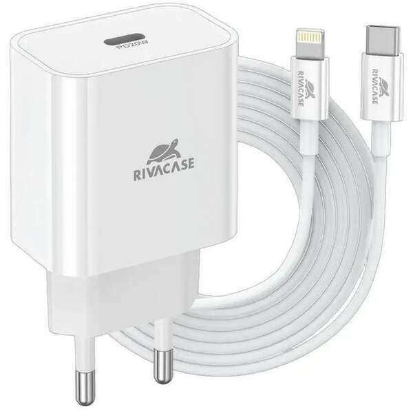RIVACASE PS4101 WD5, 20W, USB-C / Lightning cable, White