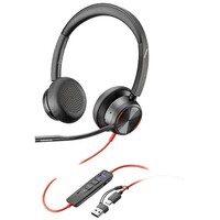 POLY Blackwire 8225 Stereo MS Teams Cert USB-C Headset + USB-CA Adapter, Black (8X225AA)