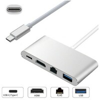 E-GREEN Adapter USB 3.1 Tip C(M) - HDMI+USB 3.0+Tip C+RJ45(F)