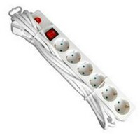 E-GREEN Kabl naponski 6u / 1.4m sa prekidacem i zastitom (beli)