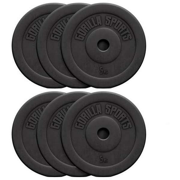 GORILLA SPORTS Set tegova oblozenih plastikom 30 kg (6 x 5 kg)