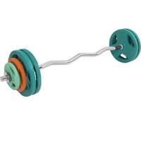 GORILLA SPORTS Kriva EZ sipka sa zvezdastim maticama + Gumirani diskovi (ukupno 35 kg)