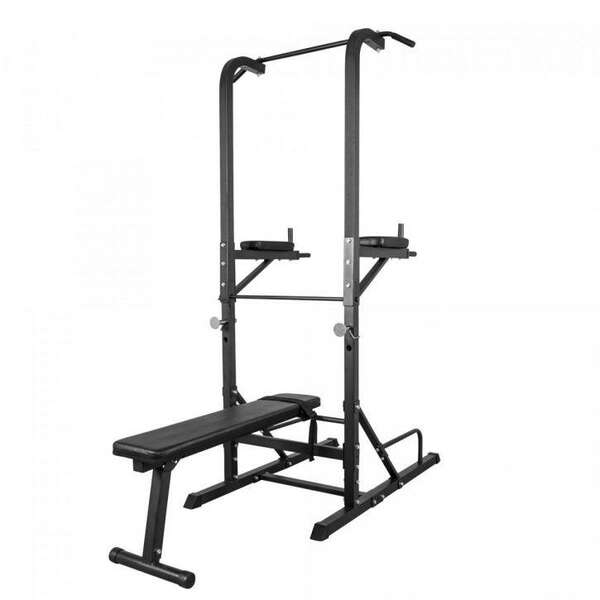 GORILLA SPORTS Power tower sprava sa ravnom klupom (crna)