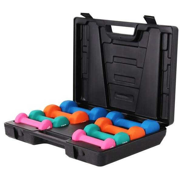 GORILLA SPORTS Kofer sa 8 bucica za aerobik (10 kg)