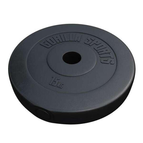 GORILLA SPORTS Plasticni olimpijski tegovi (15 kg)
