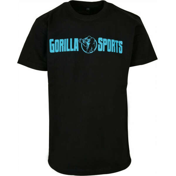 GORILLA SPORTS Sportska majica Gorilla Sports (M / Crna-Neon tirkizna)