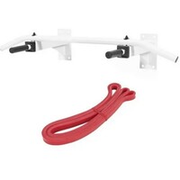 GORILLA SPORTS Zidna sprava za zgibove + Elasticna traka za vezbanje (bela)