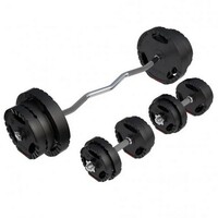 GORILLA SPORTS Set tegova sa rukohvatima kriva sipka i bucice 70 kg
