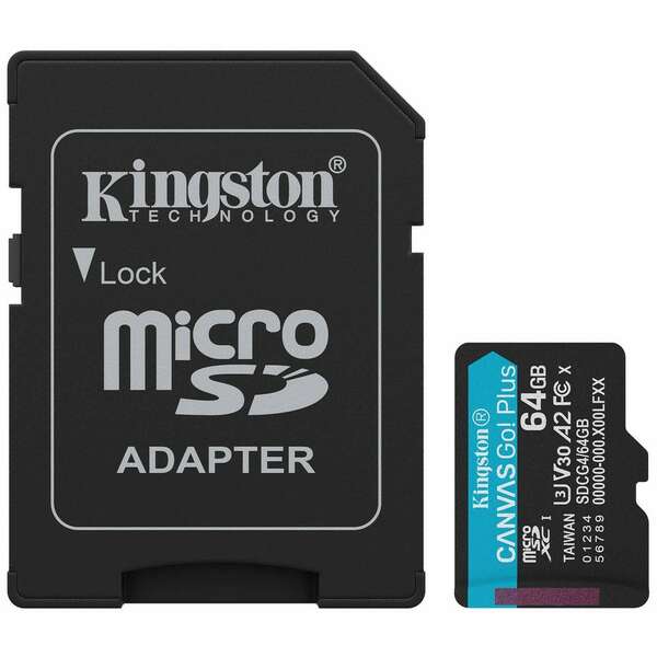 KINGSTON SDCG4, CanvasGo!Plus MicroSD 64GB + adapter, UHS-I, Class 10