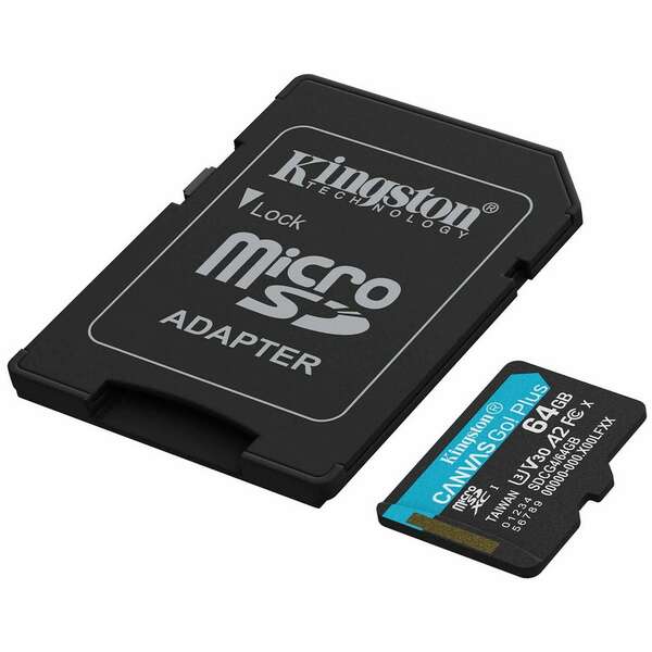 KINGSTON SDCG4, CanvasGo!Plus MicroSD 64GB + adapter, UHS-I, Class 10