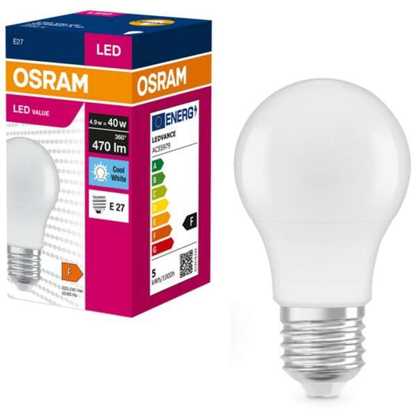 OSRAM  LED  E27 4.9W (40W) 4000k