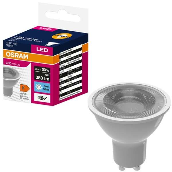 OSRAM  LED  GU10 5W (50W) 4000k 120 stepen