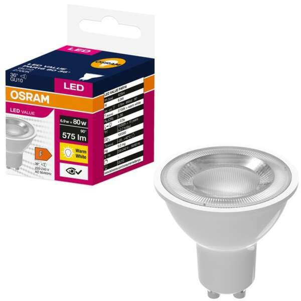 OSRAM  LED  GU10 6.9W (80W) 2700k 36 stepen