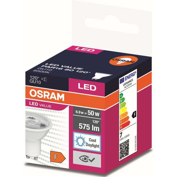 OSRAM  LED  GU10 6,9W 6500k 120° staklena