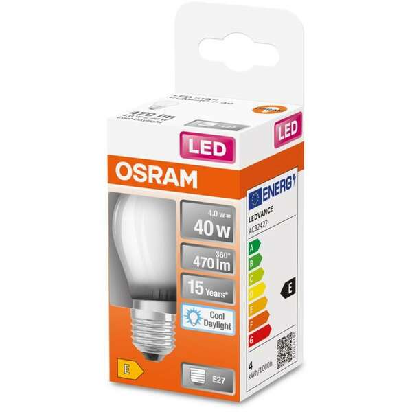 OSRAM  LED  E27 4W (40W) 6500K 470lm
